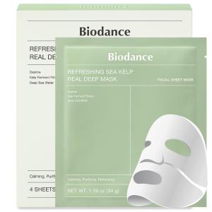 imageBIODANCE Hydro Ceranol Real Deep Mask Overnight Hydrogel Mask Hydrating Facial Mask For Sensitive Skin Redness Reducing ampamp Quick Soothing Effect 119oz34g x 4eaSea Kelp